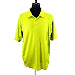 Nike Golf Mens XL Short Sleeve Shirt Neon Green Vented Logo Athletic Sport